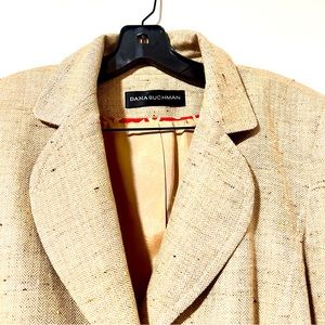 Dana Buchman Women’s Separates Herringbone Tan/Beige Blazer Size10 & Pants Size8